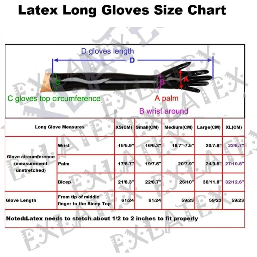 Latex Rubber Black Long Gloves Plus Size Club Outfit Accessory Women